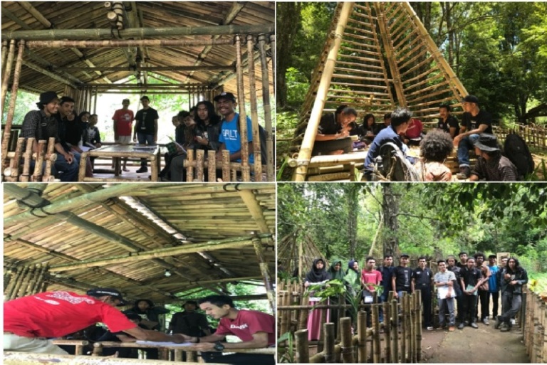 Mahasiswa Arsitektur Unkhair Belajar Rumah Bambu di Tongole
