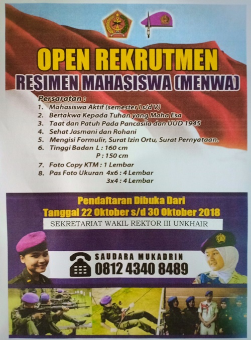 Open Rekrutmen Resimen Mahasiswa 2018
