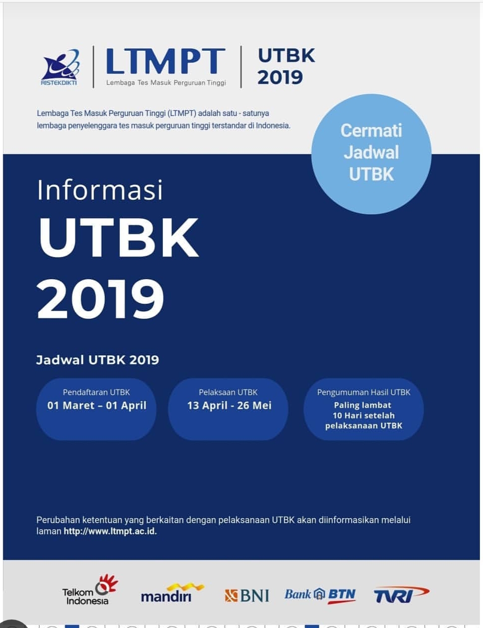 1 Maret Pendaftaran UTBK Untuk SBMPTN 2019 Mulai Dibuka