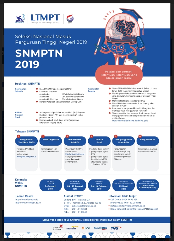 Pengumuman Hasil SNMPTN Dimajukan Jumat 22 Maret 2019