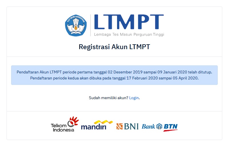 Registrasi Akun Pendaftaran Mahasiswa Baru Tahap Ke 2 Jalur UTBK – SBMPTN Mulai 17 Februari 2020