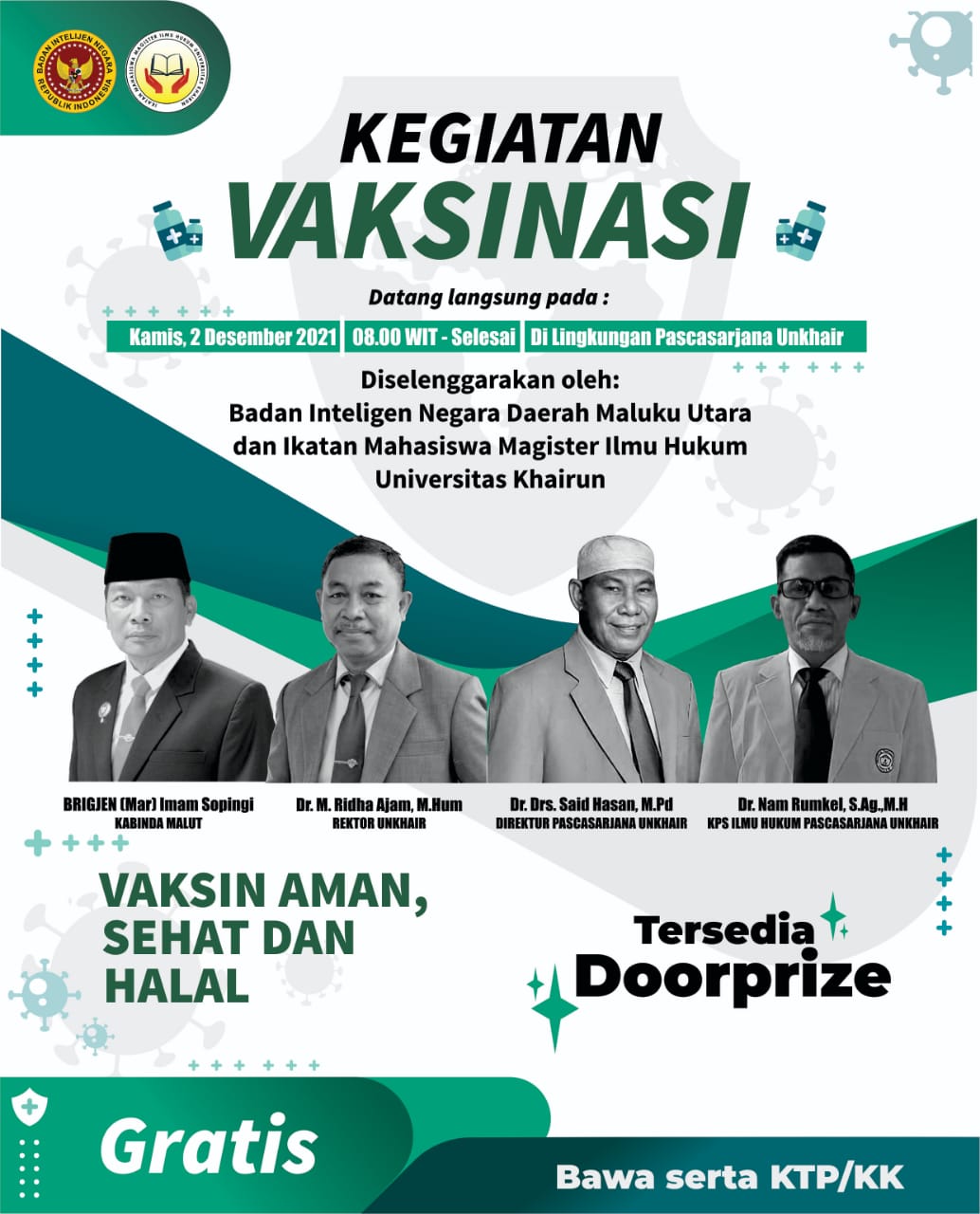 Ikatan Mahasiswa Magister Hukum Unkhair dan BINDA Malut Gelar Vaksinasi di Lingkungan Kampus