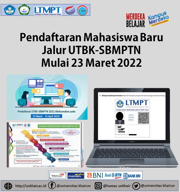 Pendaftaran Mahasiswa Baru Jalur UTBK-SBMPTN Mulai 23 Maret 2022
