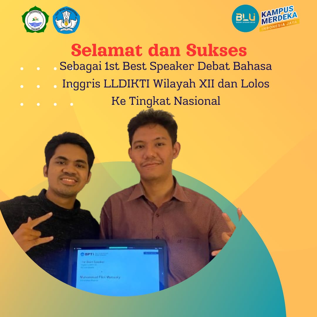 Lagi, Mahasiswa Unkhair Raih 1st Best Speaker Debat Bahasa Inggris LLDIKTI Wlayah XII
