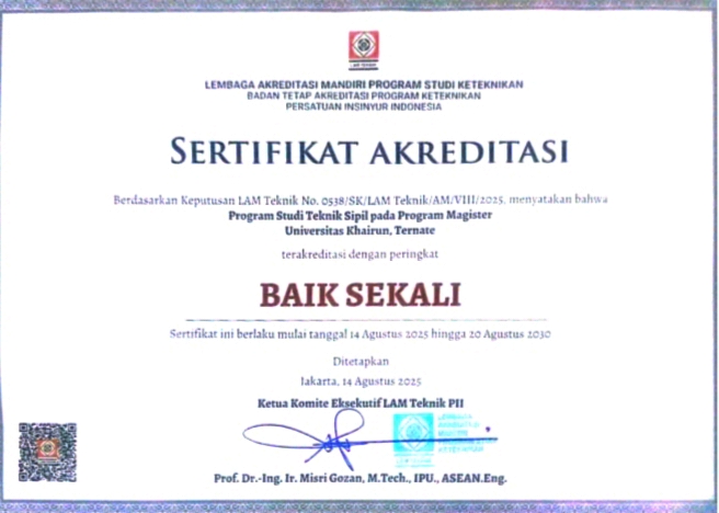 Prodi Magister Teknik Sipil Unkhair Raih Akreditasi “Baik Sekali” dari LAM Teknik