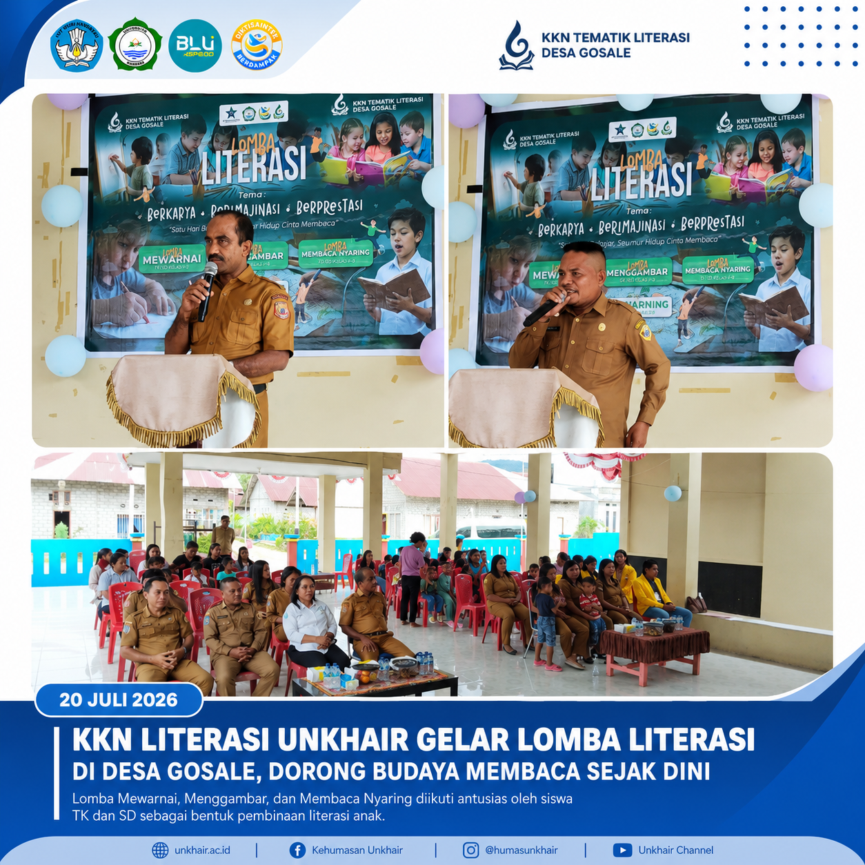 Kadis Disarpus Malut Buka Lomba Literasi KKN Unkhair di Desa Gosale