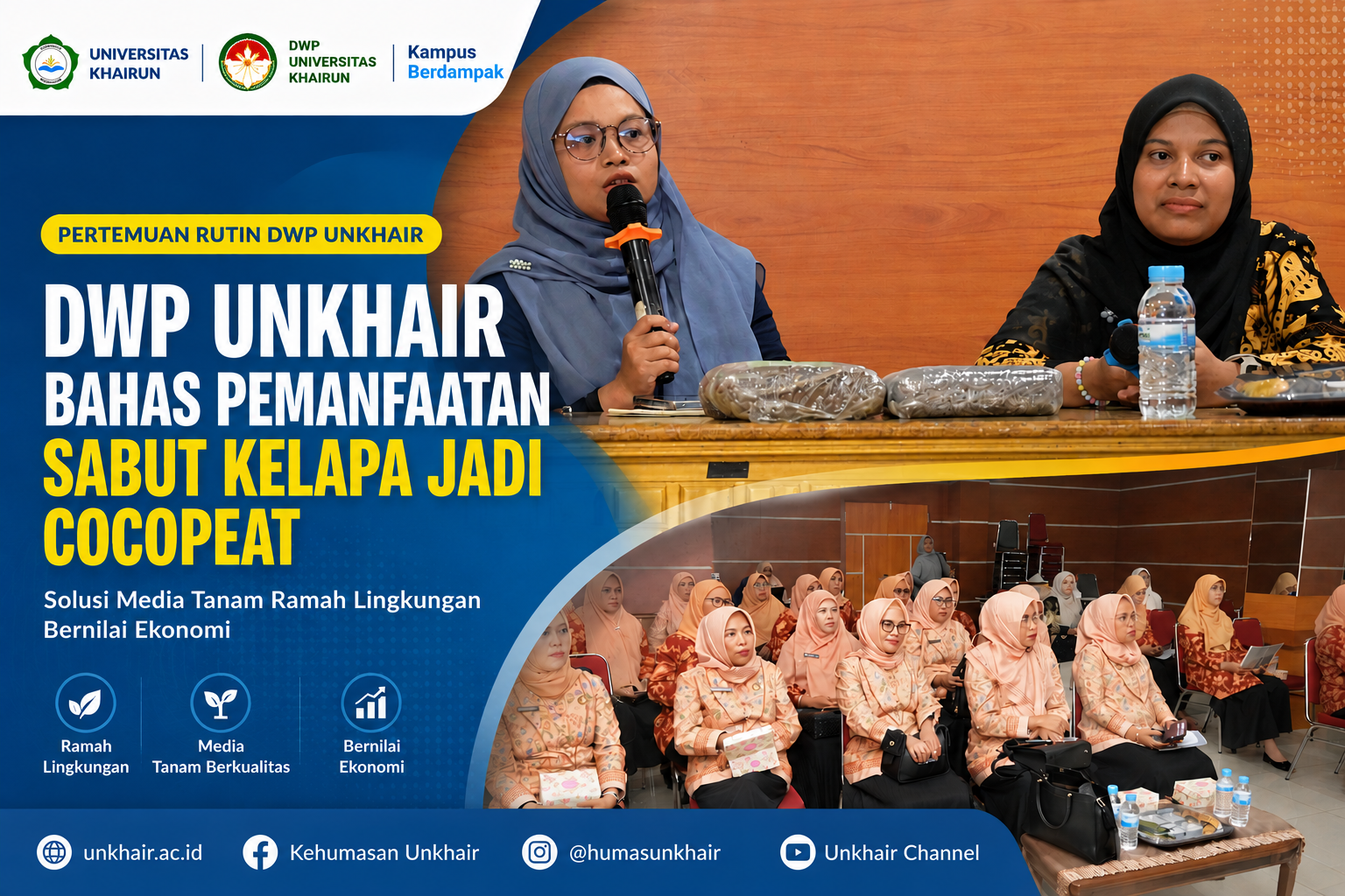 DWP Unkhair Gelar Pertemuan Rutin, Bahas Pemanfaatan Sabut Kelapa Jadi Cocopeat untuk Media Tanam