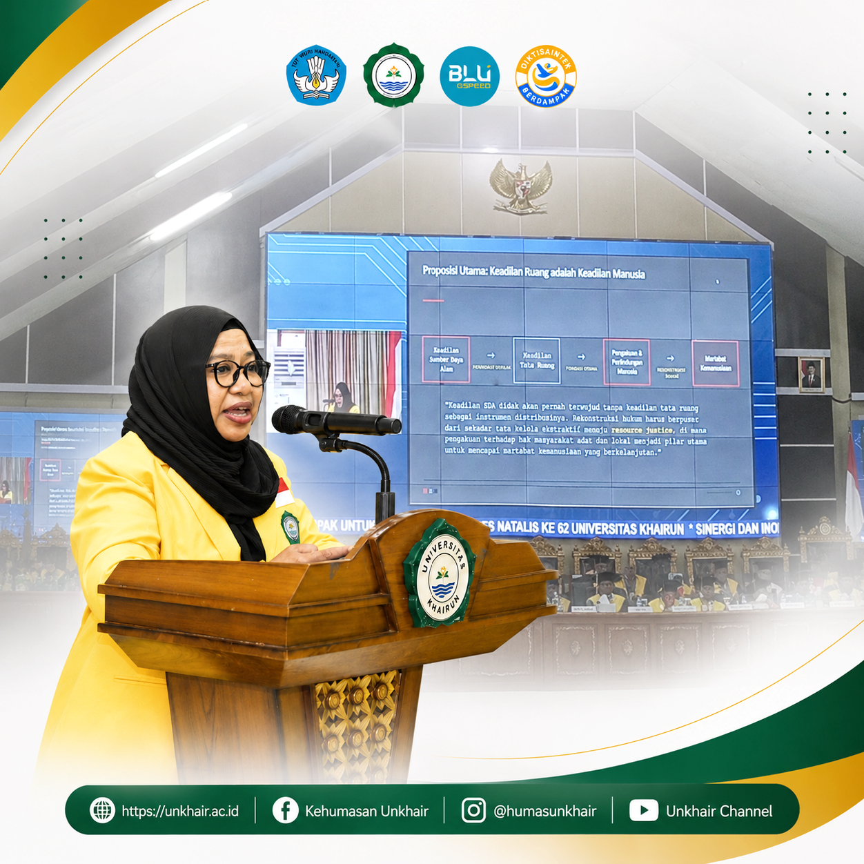 Orasi Dies Natalis ke-62 Unkhair, Wadir II Pascasarjana Soroti Keadilan Tata Ruang dan Hak Masyarakat