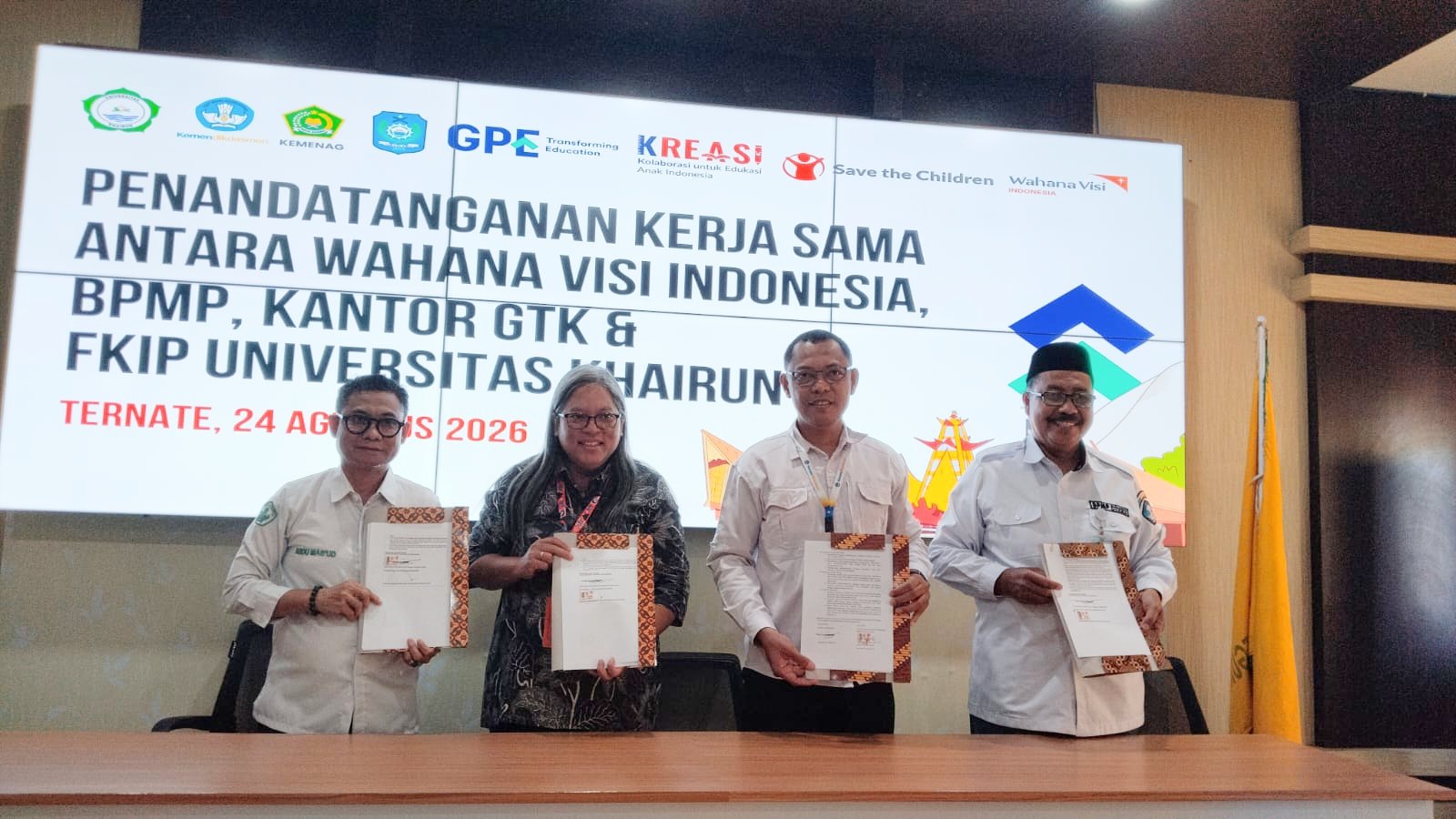 WVI, BPMP, Kantor GTK dan FKIP Unkhair Teken Kerja Sama, Sasar Peningkatan Mutu Pendidikan Maluku Utara